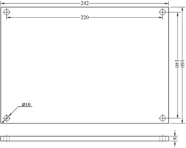 CURTIS controller assemblage 1243-4320, Installation Panel Dimensions