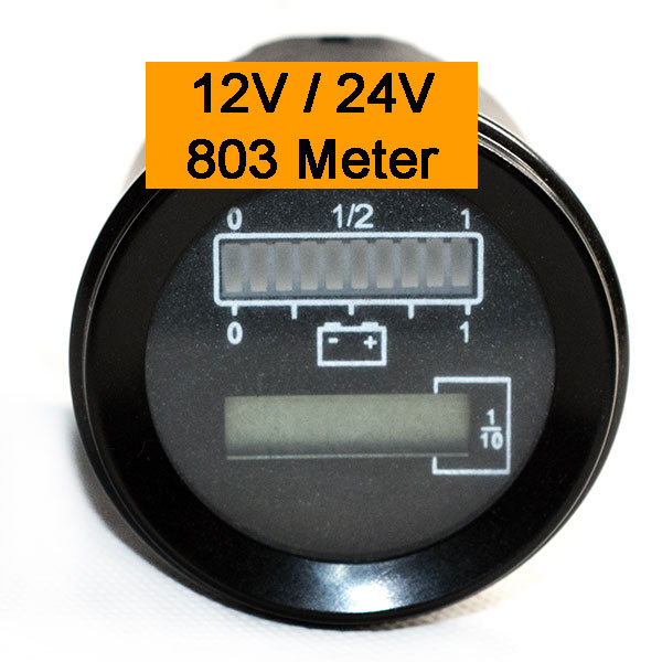 12V / 24V CURTIS 803 Series Compound Gauge of Battery Charge Meter and Hour Meter, 803RB1224BNJ301N