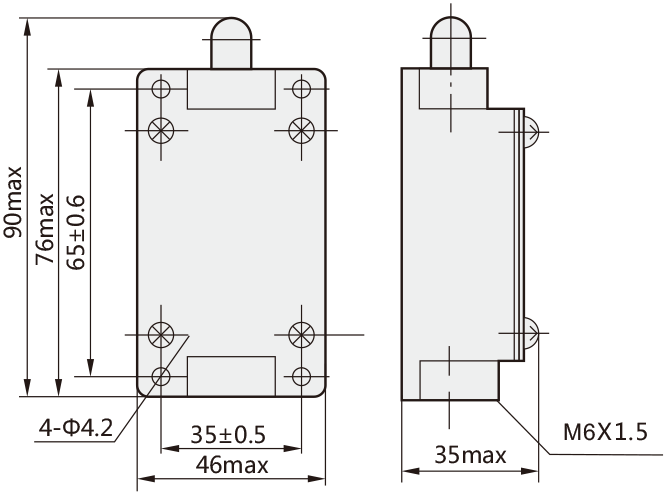 Dimensions of CHINT Travel Switch YBLX-19/001