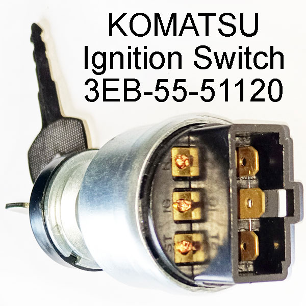 KOMATSU Ignition Switch 3EB-55-51120, With 6-Pin Mating Connector, FD30-16 Forklift Part