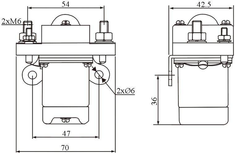 MZJ-100S DC Contactor Dimensions