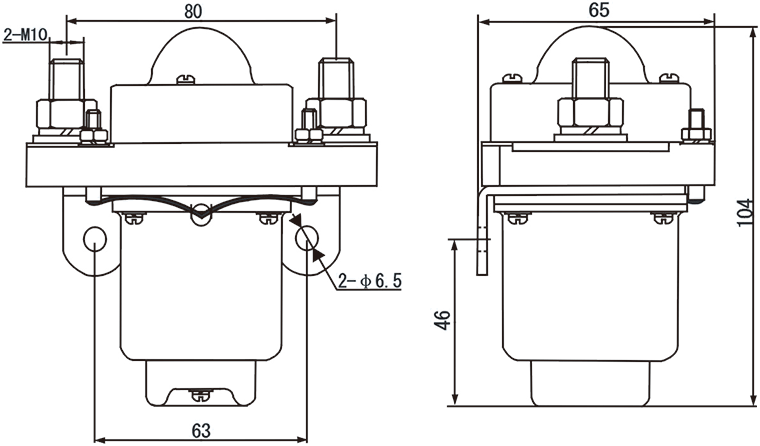 MZJ-400S DC Contactor Dimensions