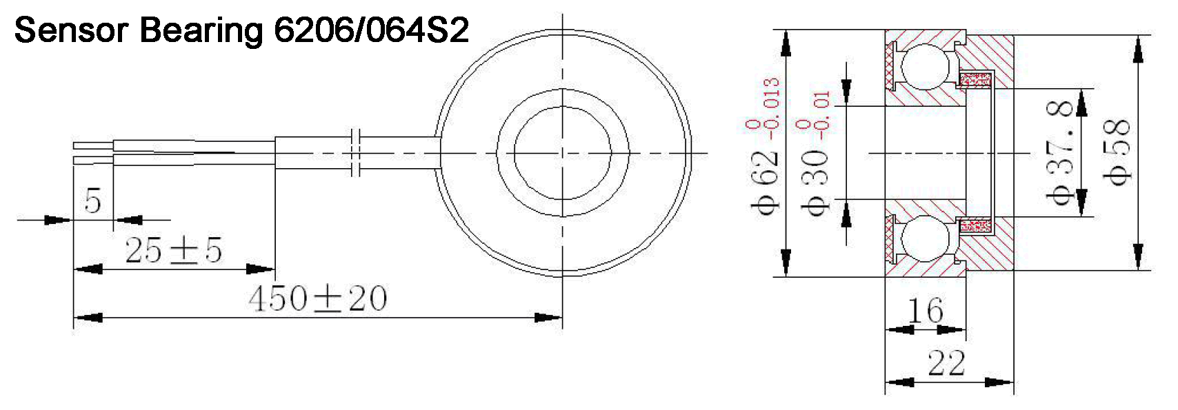 Sensor Bearing 6206V, AC Motor Pulse Encoder