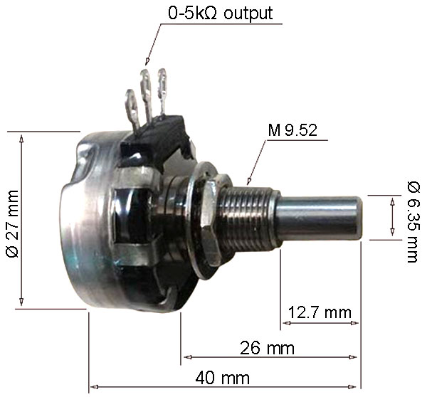 3-Wire 0-5K ohms P270-033B Dimensions