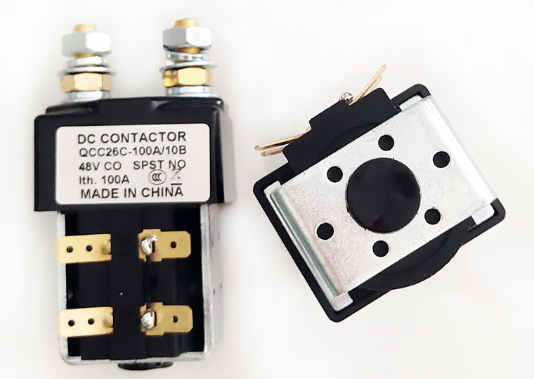 SPSD Normal Open DC Solenoid QCC26C-100A/10, Golf Cart Main Contactor, Interrupted Load 100A, Continuous Load 125A