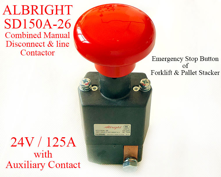 Abright SD150A-26 Emergency Disconnect Switch, 24V 125A, With Auxiliary Contact