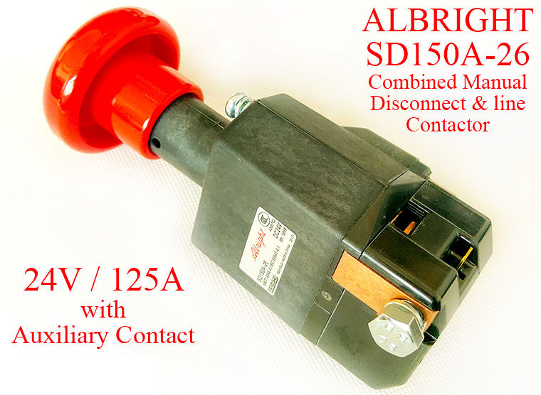 Abright SD150A-26 Emergency Disconnect Switch, 24V 125A, With Auxiliary Contact