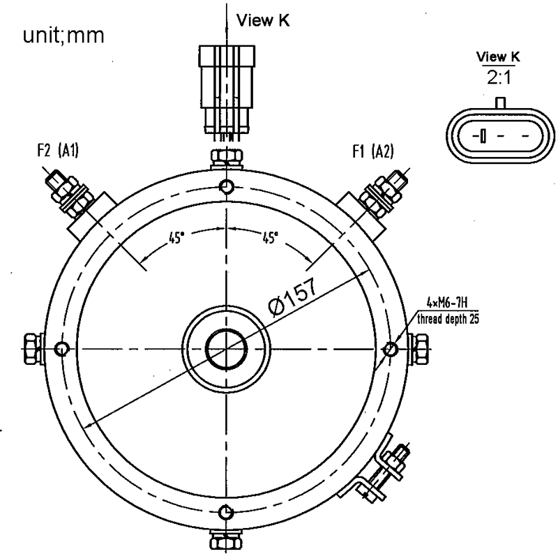 Diagram of 48V 3kW DC Series Winding Motor XQ-3-4