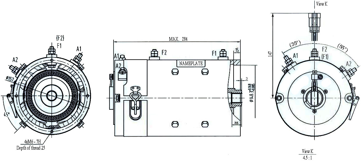 Outline Diagram of 48V DC Motor XQ-4-11B-1