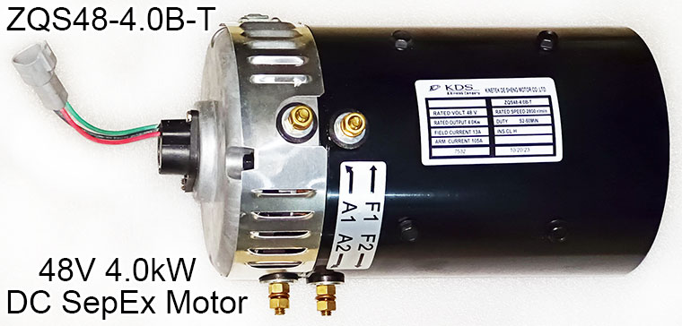 48V 4.0 kW KDS DC SepEx Motor ZQS48-4.0B-T, ZQS48-4.0B-T2, ZQS48-4.0B-T-VS, ZQS-4.0B-T3, E-Z-GO and Tomberlin E-Merge Golf Cart Traction Motor