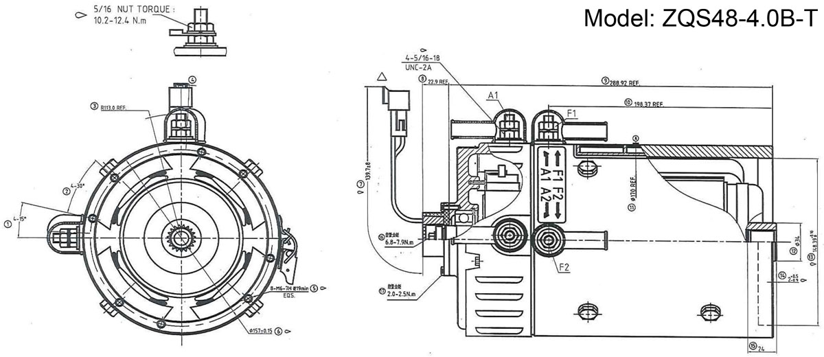 Dimensional Diagram of KDS Motor ZQS48-4.0B-T