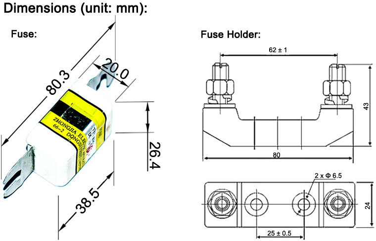 Ceramic Stud Fuse Dimensions