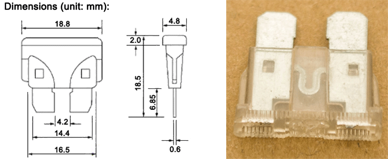 Automotive Inline Fuse  Dimensions