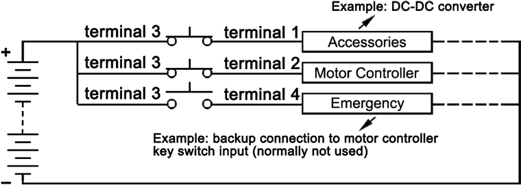 Electric Vehicle Key Switch Connector Terminals Status: ON